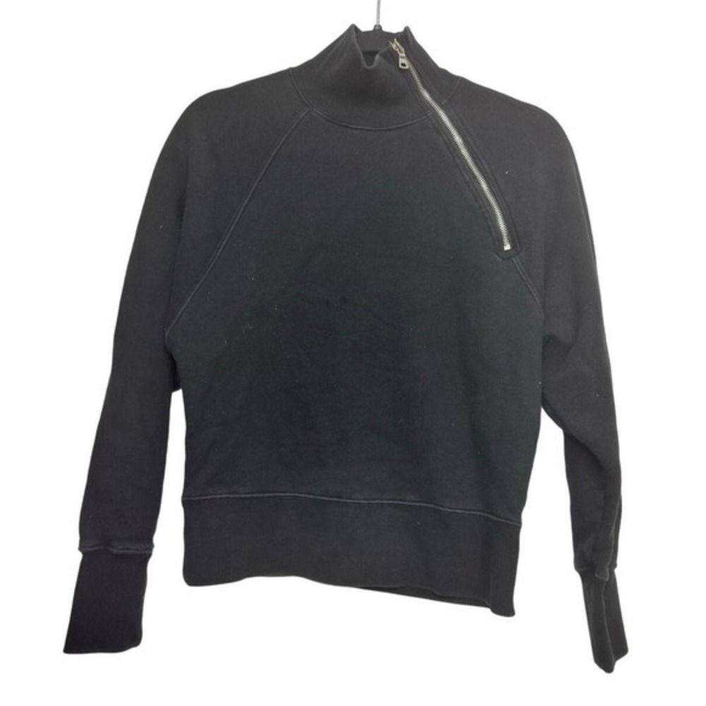 Marissa Webb Black Cotton‎ Funnel Neck Zip Sweatshirt Women's XS